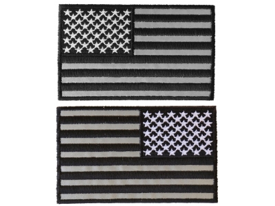 Reflective American Flag Patches 4 Inch Left And Right 2 Piece Set | Embroidered Patches
