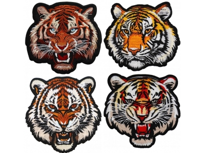 Tiger Patches Iron on or Sew On Embroidered Tiger Heads