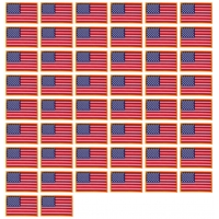 American Flag Patches 50 Pack 3x2 inches 100% Embroidered with Iron on Plastic Backing