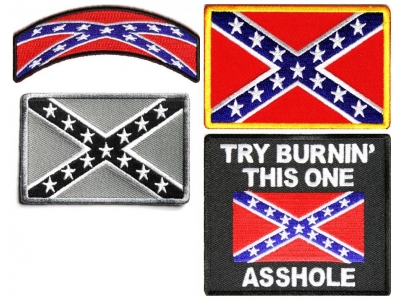 Southern Heritage Set Of 4 Rebel Flag Patches | Embroidered Patches