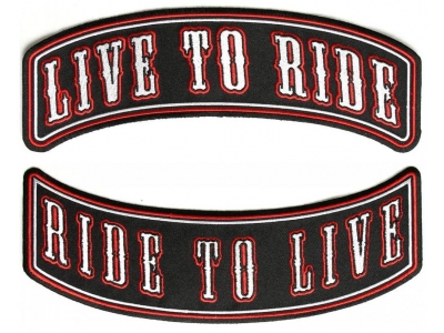 Live To Ride Ride To Live 2 Piece Biker Back Patch Set Of Upper And Lower Rockers