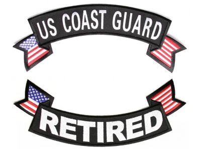 US Coast Guard Retired 2 Piece Large Back Patch Set | US Coast Guard Military Veteran Patches