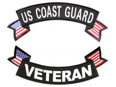 US Coast Guard Veteran 2 Piece Back Patch Set Upper And Lower Rockers | US Coast Guard Military Veteran Patches