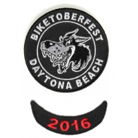 Biketoberfest Crazy Wolf Patch And Red 2016 Year Patch Combo