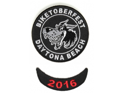 Biketoberfest Crazy Wolf Patch And Red 2016 Year Patch Combo
