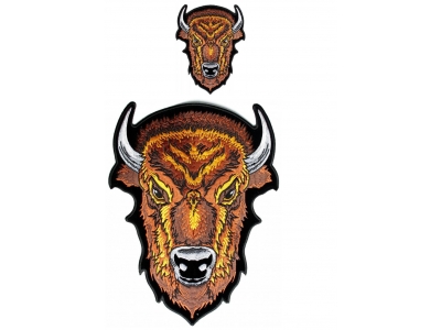 Buffalo Patch 2 Piece Set Brown Buffalo Heads