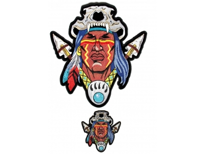 Embroidered Native American Indian 2 Piece Patch Set