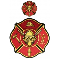 Fire Fighter Patch Set 2 Piece Small And Large Patches