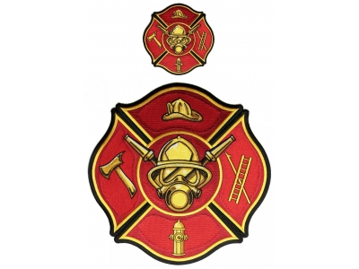 Fire Fighter Patch Set 2 Piece Small And Large Patches