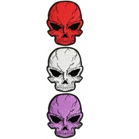 Gray Red And Purple Skull Patches Set Of 3