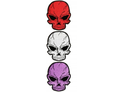 Gray Red And Purple Skull Patches Set Of 3