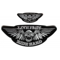 Live Fast Ride Hard 2 Piece Front And Back Biker Patch Set