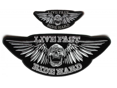 Live Fast Ride Hard 2 Piece Front And Back Biker Patch Set