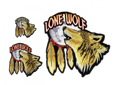 Lone Wolf With Moon 3 Piece Patch Set