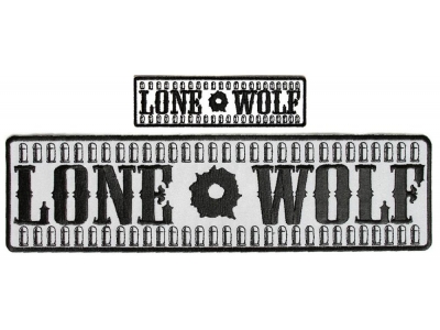 Lone Wolf Patches With Bullets Large Reflective And Small Black White