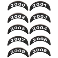 Year Tab Patches 2000-2009 Small Upper Rockers Embroidered In Black And White