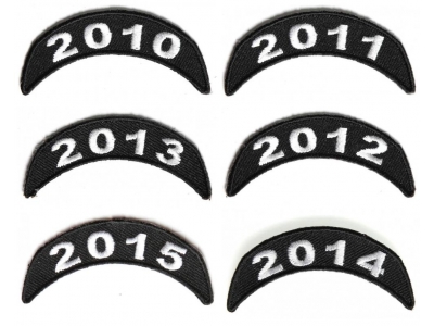 2010-2015 Year Patches Embroidered Black And White Small Stackable Top Rockers