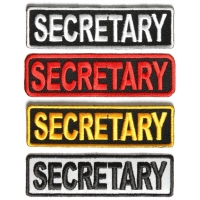 SECRETARY Patches Embroidered In White Red Yellow Over Black And 1 Reflective Patch