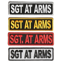 SGT AT ARMS Patches Embroidered In White Red Yellow Over Black And 1 Reflective Patch