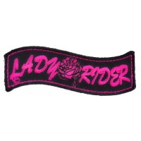 Lady Rider Banner With Rose Patch | Embroidered Biker Patches