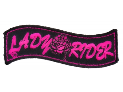 Lady Rider Banner With Rose Patch | Embroidered Biker Patches