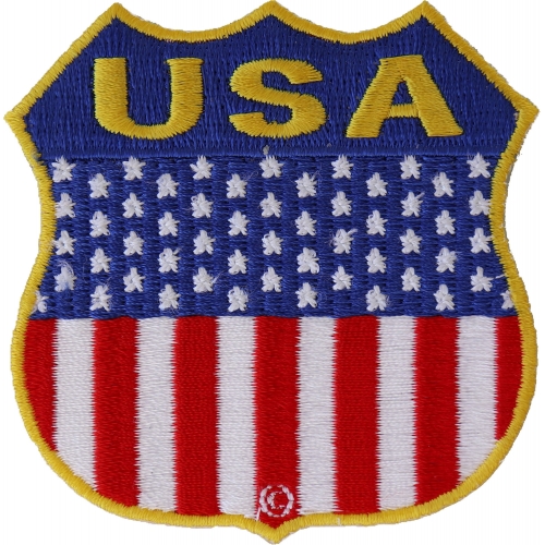 American Flag Shield Patch Black & Yellow 3" 