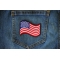 Waving US Flag Patch shown on jeans