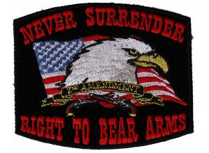 Never Surrender Black 2nd Amendment Patch | US Military Veteran Patches