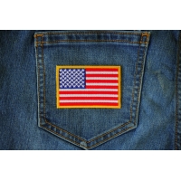 Us Flag Patch Small Yellow Border 3 Inch | Embroidered Patches Us Flag Patch Small Yellow Border 3 Inch | Embroidered Patches