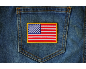 Us Flag Patch Small Yellow Border 3 Inch | Embroidered Patches