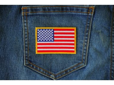 Us Flag Patch Small Yellow Border 3 Inch | Embroidered Patches