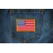 US Flag Patch Small Yellow Border 3 Inch shown on jeans