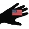 American Flag Patch with Black Borders shown on hand for size comparison