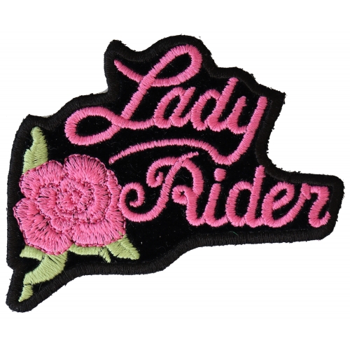 Horse Head Embroidered Biker Patch FREE SHIP Lady Rider Pink Roses 