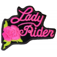 Pink Lady Rider Rose Biker Patch | Embroidered Biker Patches