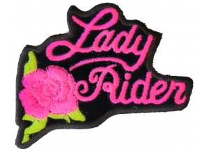 Pink Lady Rider Rose Biker Patch | Embroidered Biker Patches