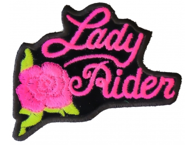 Pink Lady Rider Rose Biker Patch | Embroidered Biker Patches
