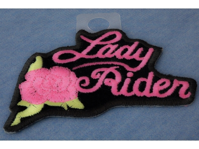 Pink Lady Rider Rose Biker Patch | Embroidered Biker Patches