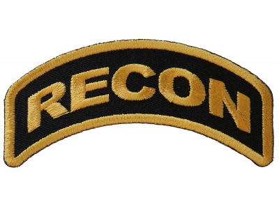 SNIPER GOLD & BLACK ROCKER IRON-ON SEW-ON EMBROIDERED PATCH 3" X 1.5" 
