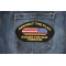 Respect Our Flag Patriotic Iron on  Cap Patch shown on jeans