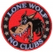 Lone Wolf No Clubs Biker Patch