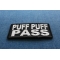 Puff Puff Pass Patch | Embroidered Pot Patches Puff Puff Pass Funny Iron on Patch diagonal view