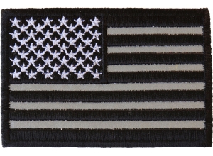 Black White And Reflective US Flag Patch | Embroidered Patches