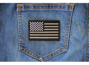 Black White And Reflective US Flag Patch | Embroidered Patches