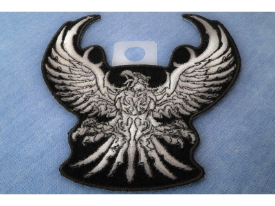 Silver Tribal Eagle Small Patch | Embroidered Patches