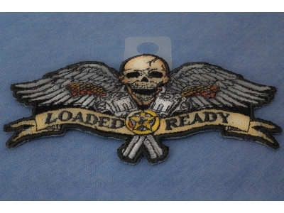 Loaded And Ready Skull Wings Guns Small Patch | Embroidered Patches