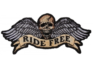 Ride Free Winged Skull Patch Small | Embroidered Biker Patches