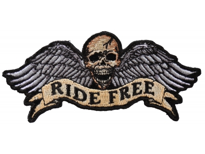Ride Free Winged Skull Patch Small | Embroidered Biker Patches