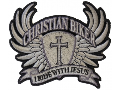 Small Christian Biker Patch I Ride With Jesus | Embroidered Biker Patches