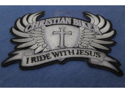 Small Christian Biker Patch I Ride With Jesus | Embroidered Biker Patches